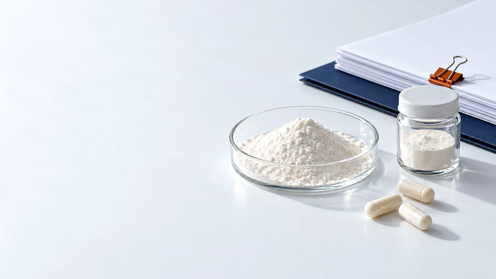 Unbranded samples and technical papers arranged on a light tabletop